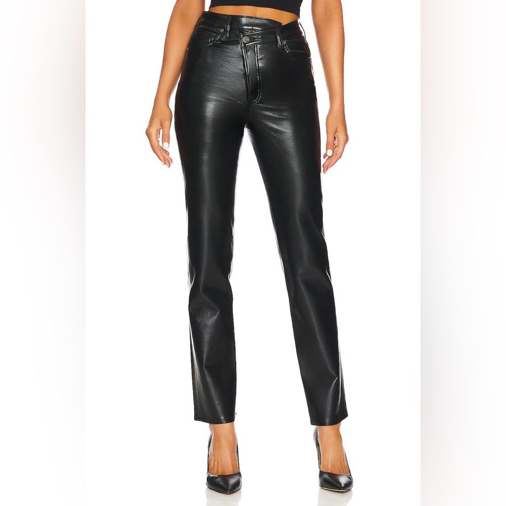 Agolde black leather criss-cross jeans - size 26